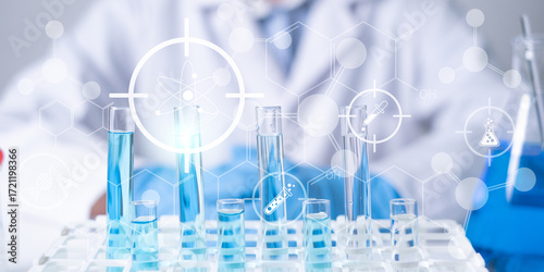Konstfotografi Young Asian woman scientist working science experiment laboratory research chemi