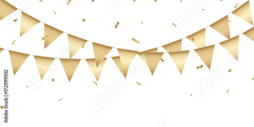Beautiful golden party flag background vector for celebration.