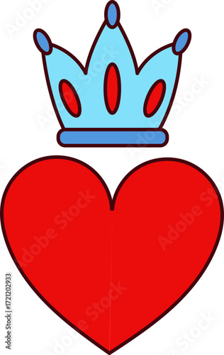 Heart adorned with a regal crown symbolic of love's cherished position