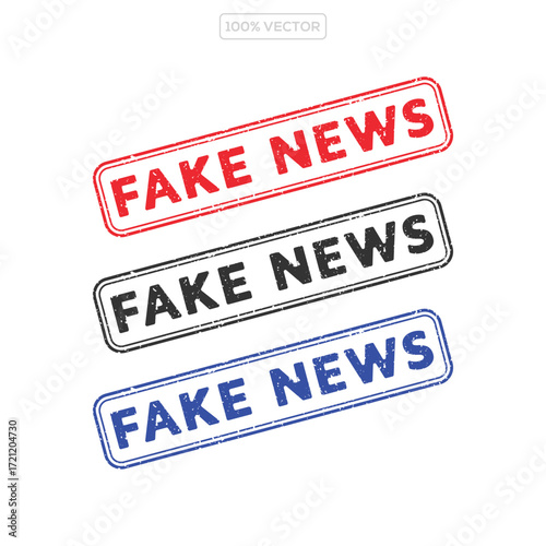 FAKE NEWS red ink rubber stamp sign symbol seal badge dusty grunge effect fraud propaganda misleading report