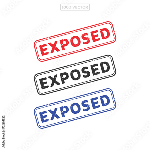 Exposed red ink rubber stamp sign symbol grunge effect seal vector illustration