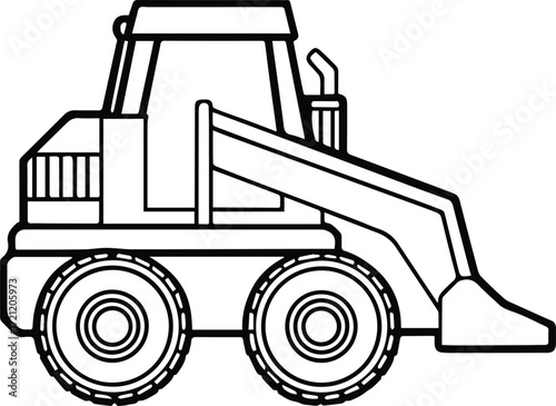 skid steer loader machine outline vector and illustration line art