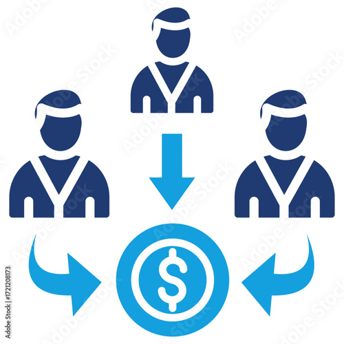 Mutual Fund Flat Blue Icon