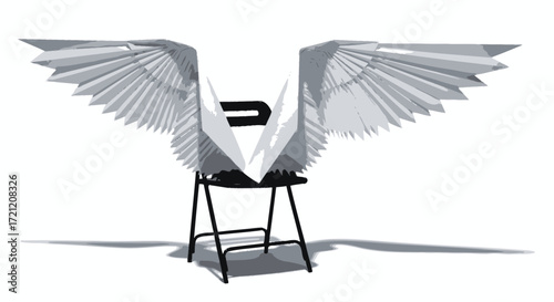 Abstract representation of freedom, a chair symbolizing transformation and dreams