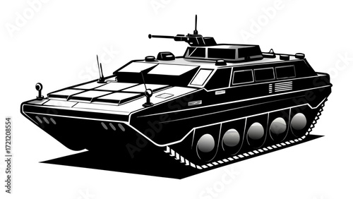Powerful armored vehicle illustration ready for action in military campaigns or strategic defense, a symbol of strength and advanced technology, originally a scalable vector graphic