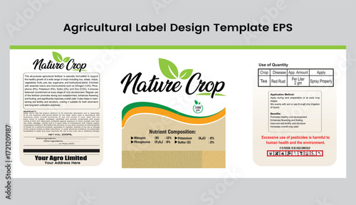 Agricultural Pesticide Product Label Design Vector Template
