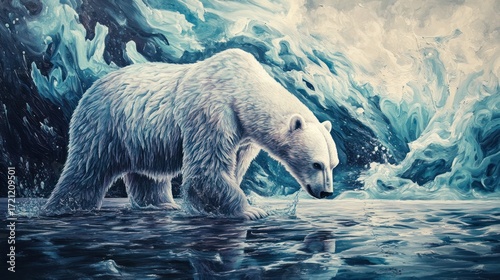 Polar Bear's Glacial Journey: A Majestic Arctic Encounter