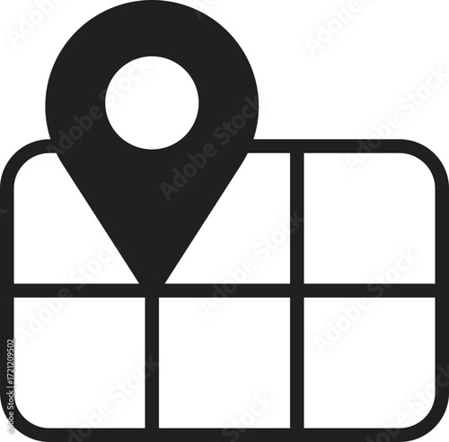 location, map, address icon Map icon with a location pin symbolizing navigation.