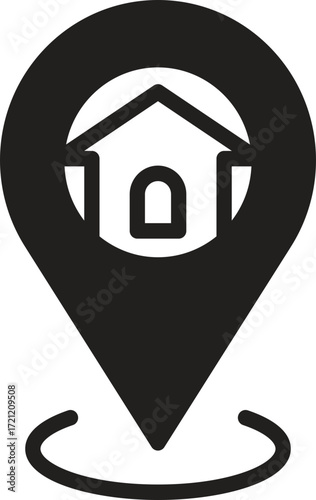 location, map, address icon Location pin icon with a house symbol inside.