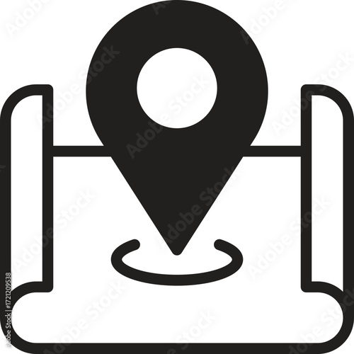 location, map, address icon Location pin on a map illustration in a simple design.