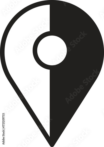 location, map, address icon Map location pin icon in black and white design.