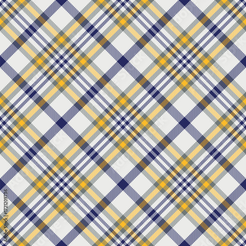 Seamless blue,yellow color check pattern. Repeating patern plaid. Checkered design for prints. Repeated tartan fabric.Vector scottish fabriс. Ekose texture. Madras flannel. Checker line.Stripe gingham