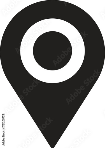 location, map, address icon Location pointer icon in black and white design.