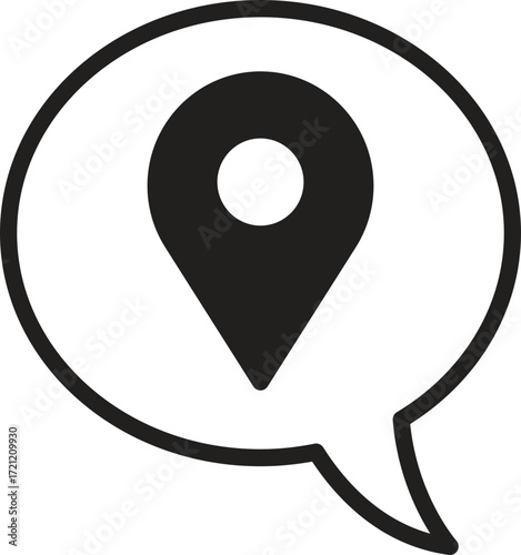 location, map, address icon Speech bubble with a location pin symbol inside.