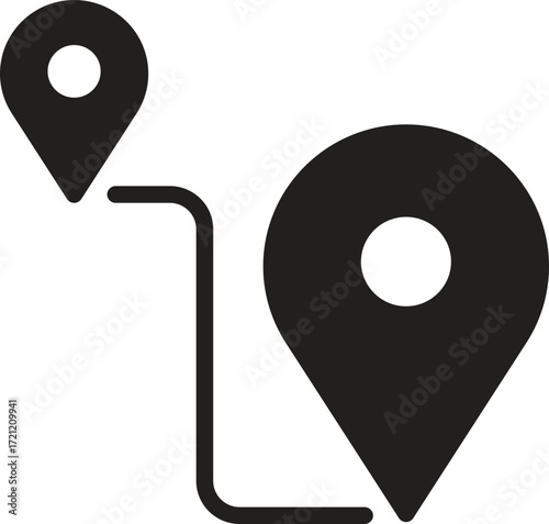 location, map, address icon Map markers indicating location and direction.