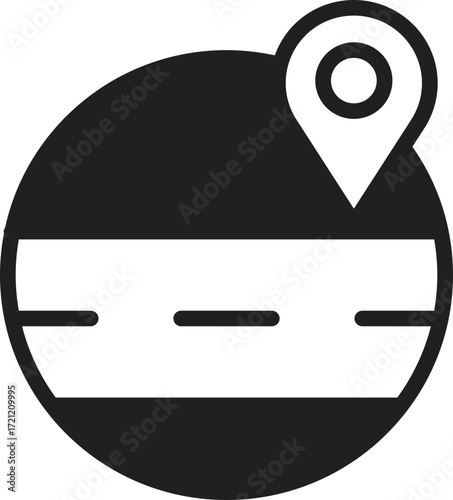location, map, address icon Location pin inside a circular design, suggesting navigation or mapping.