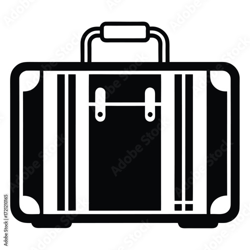 Simple black suitcase showing classic design features and sturdy handle for travel