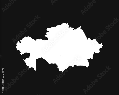 Kazakhstan white map on black background