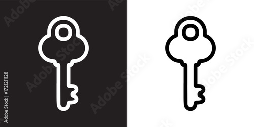 Key icon vector. Key sign symbol in trendy flat style. Key vector icon illustration isolated on black and white background