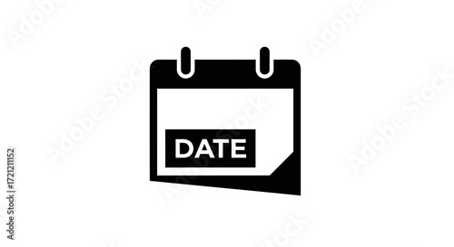 Simple Black and White Icon of a Date Calendar with a Tear Away Sheet Indication