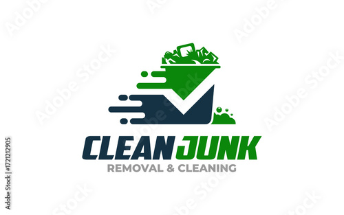 Illustration vector graphic of junk removal solution logo design template