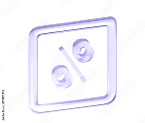 3d glass percentage symbol. Vector percent icon 