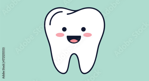 Happy Tooth Cartoon Illustration for Dental Care