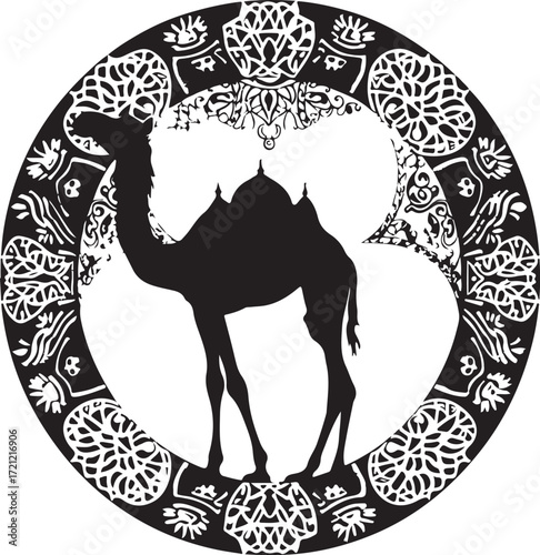 Arabian Camel Silhouette Vector Bundle | Desert Camel Moon Mandala SVG PNG EPS JPG Clipart