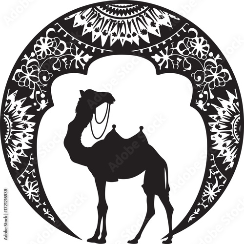 Arabian Camel Silhouette Vector Bundle | Desert Camel Moon Mandala SVG PNG EPS JPG Clipart
