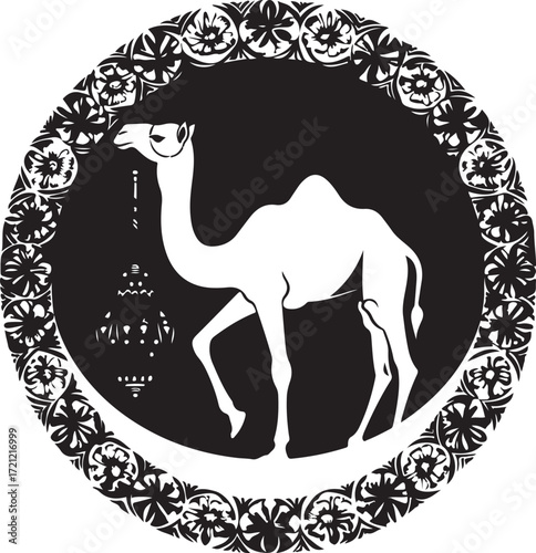 Arabian Camel Silhouette Vector Bundle | Desert Camel Moon Mandala SVG PNG EPS JPG Clipart