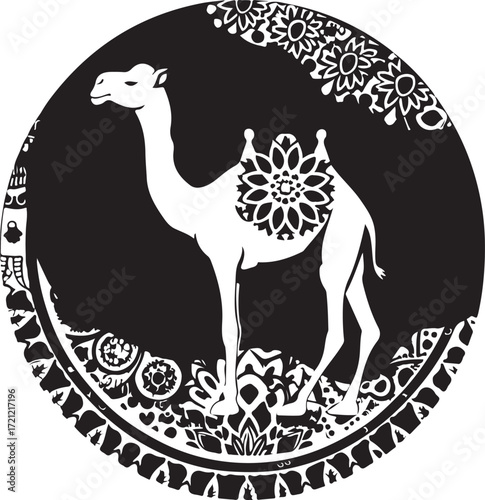 Arabian Camel Silhouette Vector Bundle | Desert Camel Moon Mandala SVG PNG EPS JPG Clipart