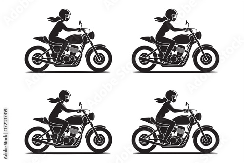 Biker Riding Vintage Motorcycle – Black and White Art