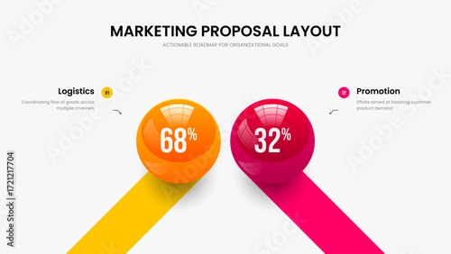 Project Briefing Two Element Chart Frame Design. Digital Forecast Slide Layout Vector Illustration. Science Growth 2 Option Diagram Presentation Template.
