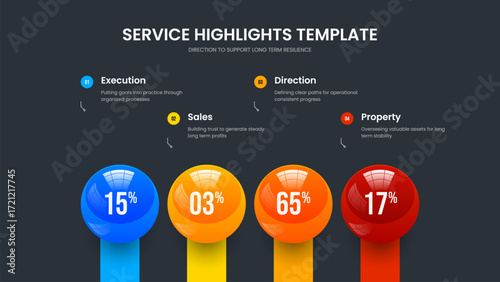 Business Innovation Four Element Diagram Frame Design. Science Solution 4 Step Chart Slideshow Template. Creative Visualization Slide Layout Vector Illustration.