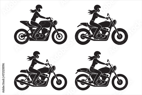 Biker Riding Vintage Motorcycle – Black and White Art