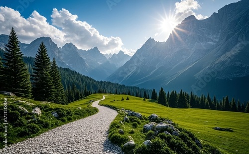 Start of Autumn Solar Term: Hiking on a Mountain Valley Path for an Outdoor Trip