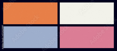 Set of colorful Korean rice paper background with grain pattern. Cream, blue, orange craft paper with speckle effect. Organic material backdrops.