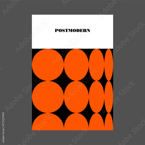 Poster inspired postmodern of vector abstract dynamic symbols with bold geometric shapes, useful for web background, poster art design, magazine front page, hi-tech print, cover artwork