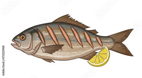 Grilled fish recipe with lemon slice delicious seafood dish healthy eating gourmet food fresh catch sea bass 100