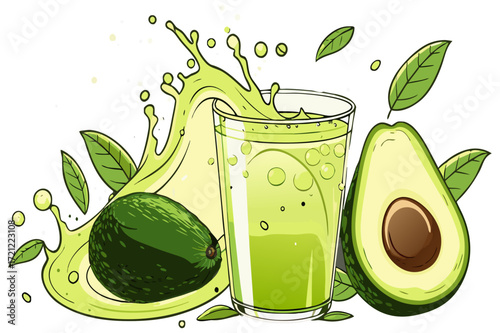 Avocado Juice Splash Vector Illustration Design