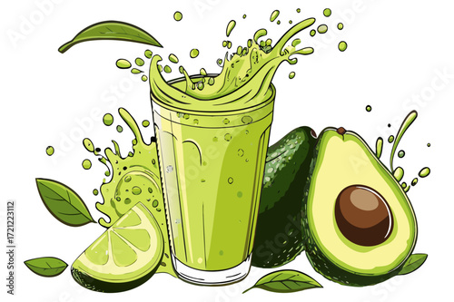 Avocado Juice Splash Vector Illustration Design