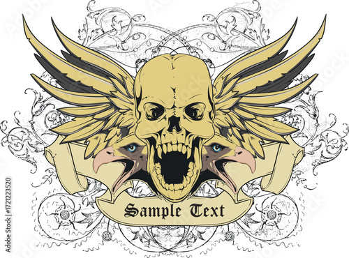 Winged Skull Eagle Heraldry