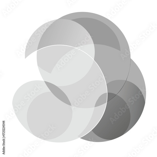 Intersecting translucent grey circles abstract design