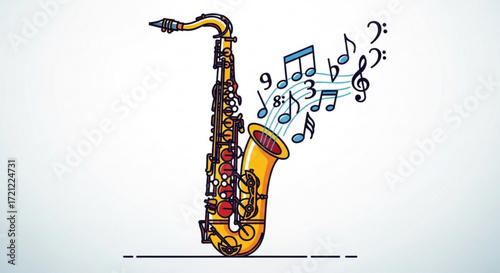 Saxophone musical instrument wind instrument jazz music sheet music notes melody brass band orchestra concert song