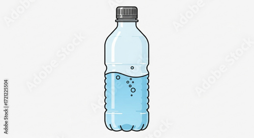 Illustration of plastic water bottle with water and bubbles for hydration and healthy lifestyle concept