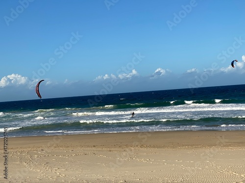 kite surfing on the beach