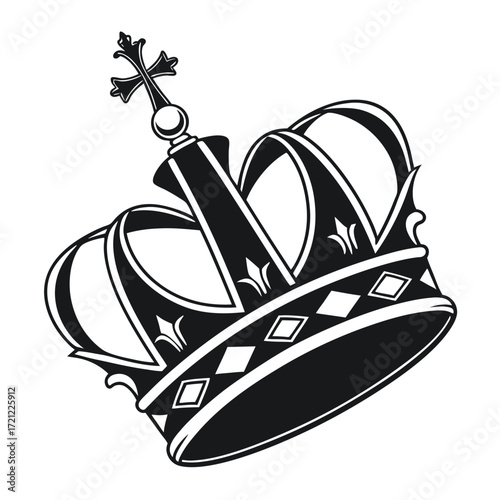 Kings crown icon set silhouette collection. Black vector illustration design.