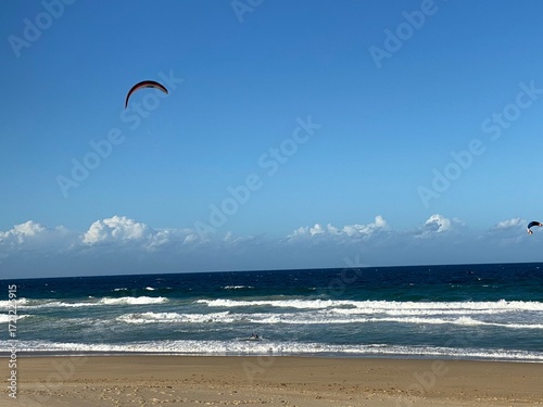 kite surfing on the beach