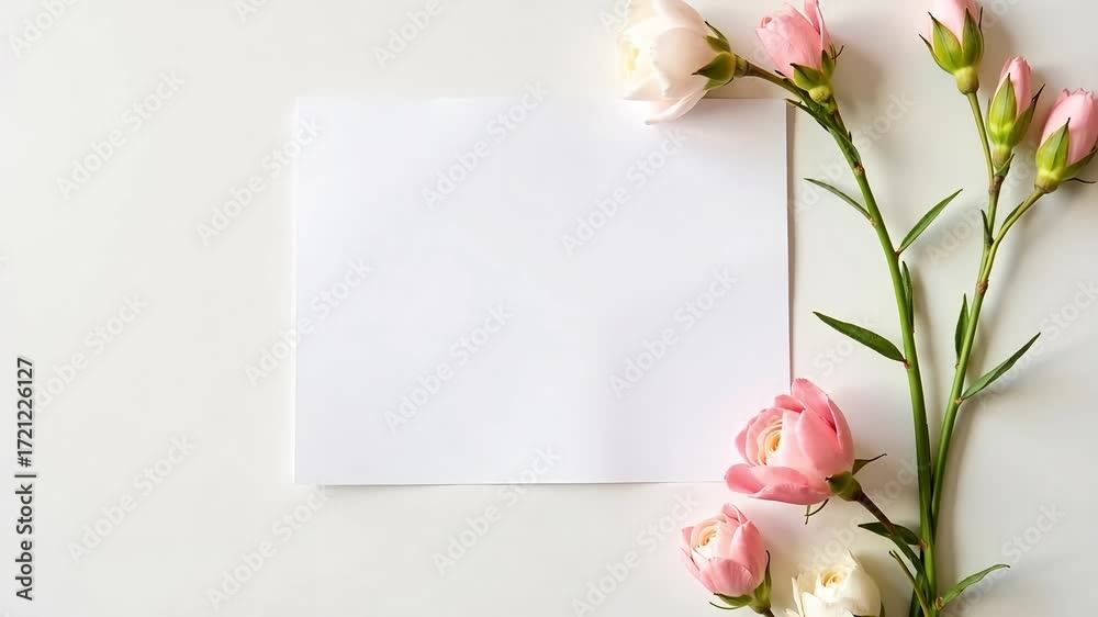Gentle roses framing a blank card waiting for your message, a perfect ...