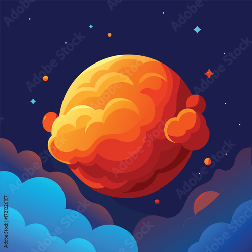 Orange Planet with Swirling Clouds in Space celestial